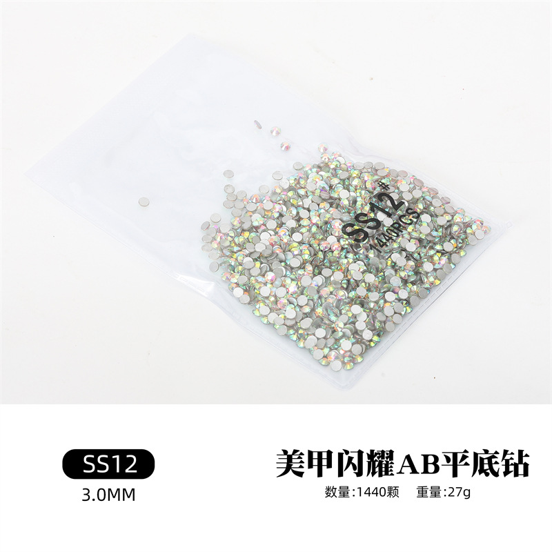 Accesorios de uñas diamante plano transparente AB diamante uñas taladro DIY decoraciones oro inferior plata inferior calidad rhinestone color mezclado diamante