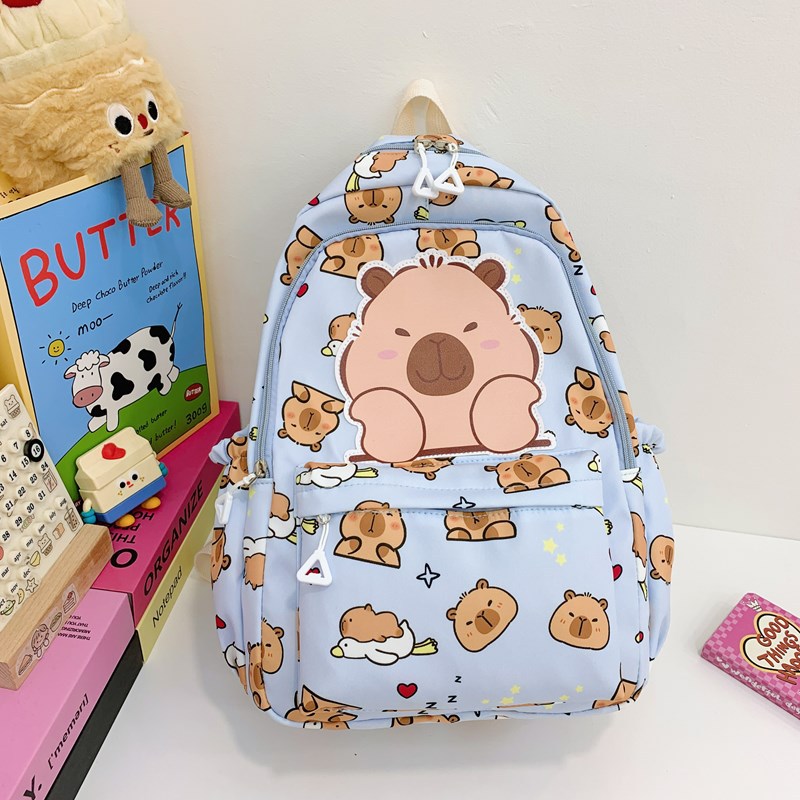 Mochila de dibujos animados para niños y niñas, lindas mochilas para estudiantes de jardín de infantes Capibara, mochilas para niños de gran capacidad.