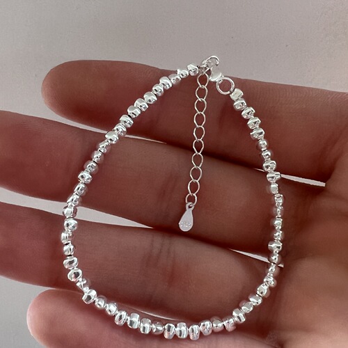 Minimalist design S925 pure silver fat triangle silver fragments bracelet, unisex trendy INS fashion jewelry