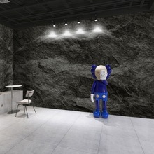 3D立体高级感岩石板壁纸石材石皮墙纸工业风店铺墙面装修背景墙布