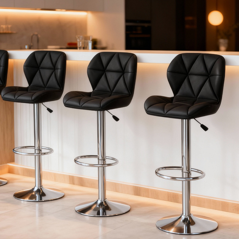 Silla de bar de cuero PU transfronteriza, silla de comedor de altura ajustable, silla de mesa de bar, silla alta moderna y simple image 5
