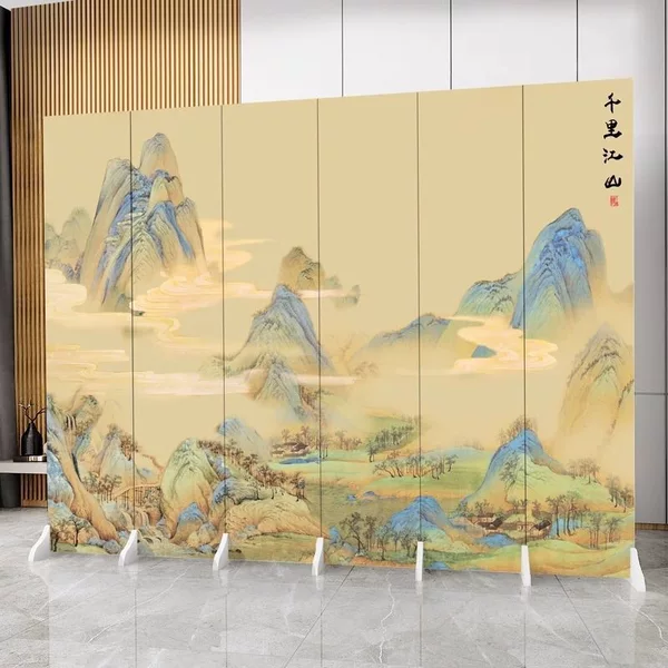 Chinese-style screen partition for living room, entrance, hotel bedroom, foldable and movable, suitable for foyer, kitchen, and simple home use