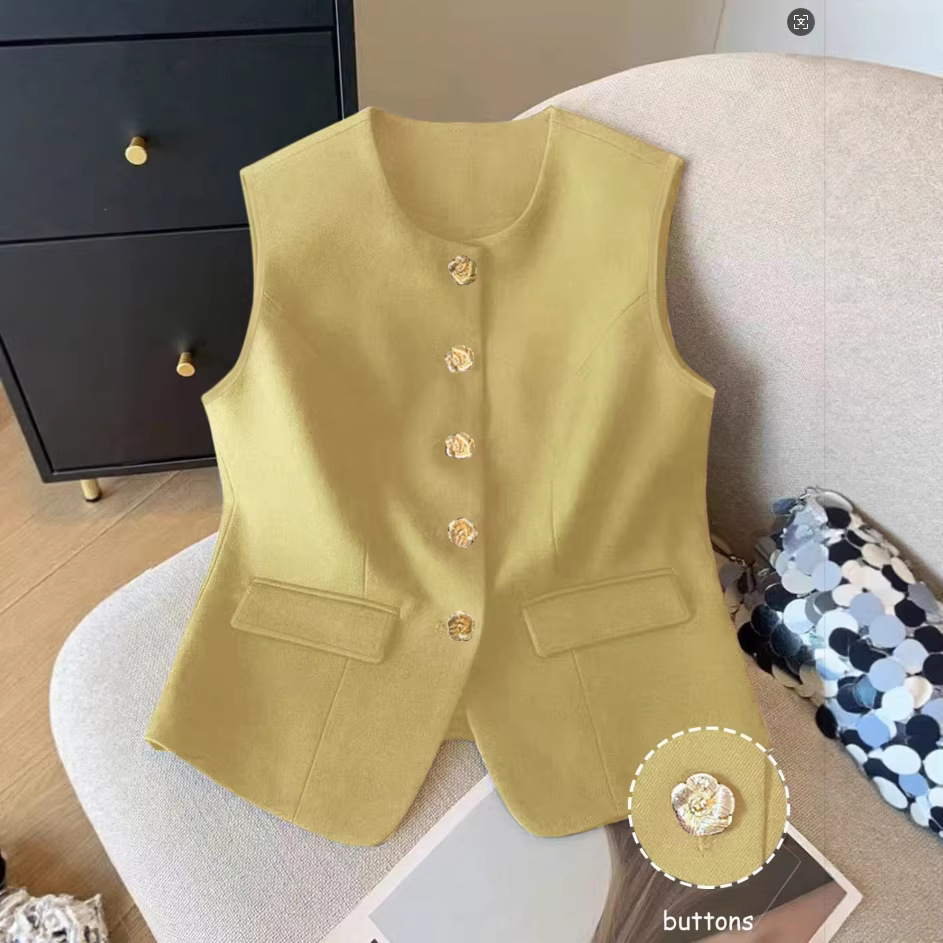 Chaleco de mujer de estilo lujoso ligero, casual y elegante, a la moda, con largo hasta los hombros, prenda de abrigo de alta gama para primavera._voghion.com