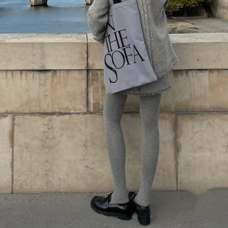 Autumn and Winter Maillard cotton flat vertical feather thin velvet thickened warm slimming bottoming socks gray pantyhose