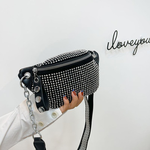 New Korean Style Women's Waist Bag Large Capacity Sequin Rhinestone Chest Bag Fashionable Shoulder Bag Simple Women's Crossbody Bag