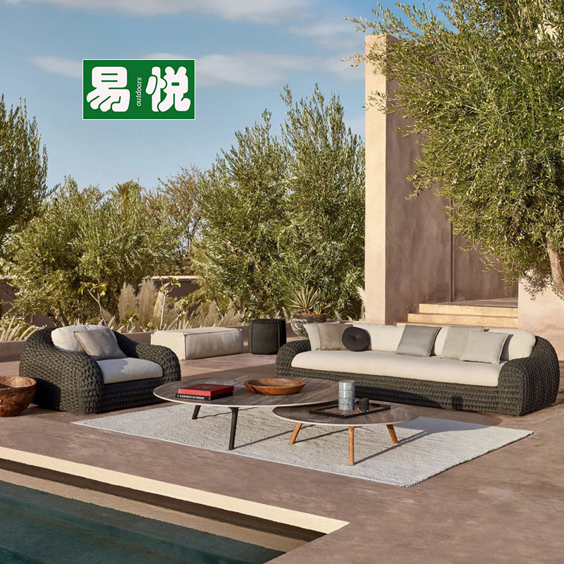 Sofá al aire libre combinación villa patio hotel residencial centro comercial sofá al aire libre club de alta gama sofá de caña casual