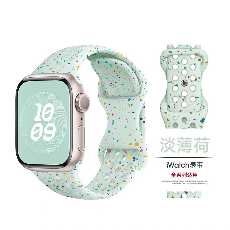Suitable for Apple Watch Bands Apple Watch 1-11 Generation/Ultra3/Se3 Perforated Colorful Silicone Watch Band