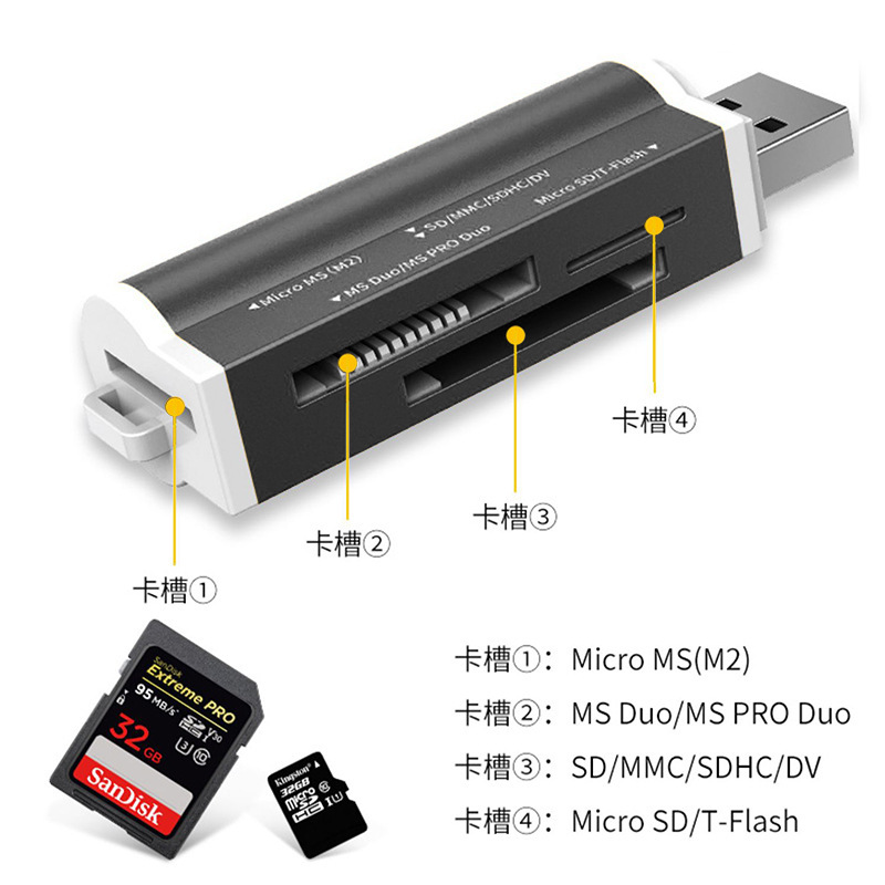 SY-662 多機能フォーインワンコンピュータ高速カードリーダー MS/SD/TF/M2 携帯電話カメラカード 1 カードリーダー|undefined
