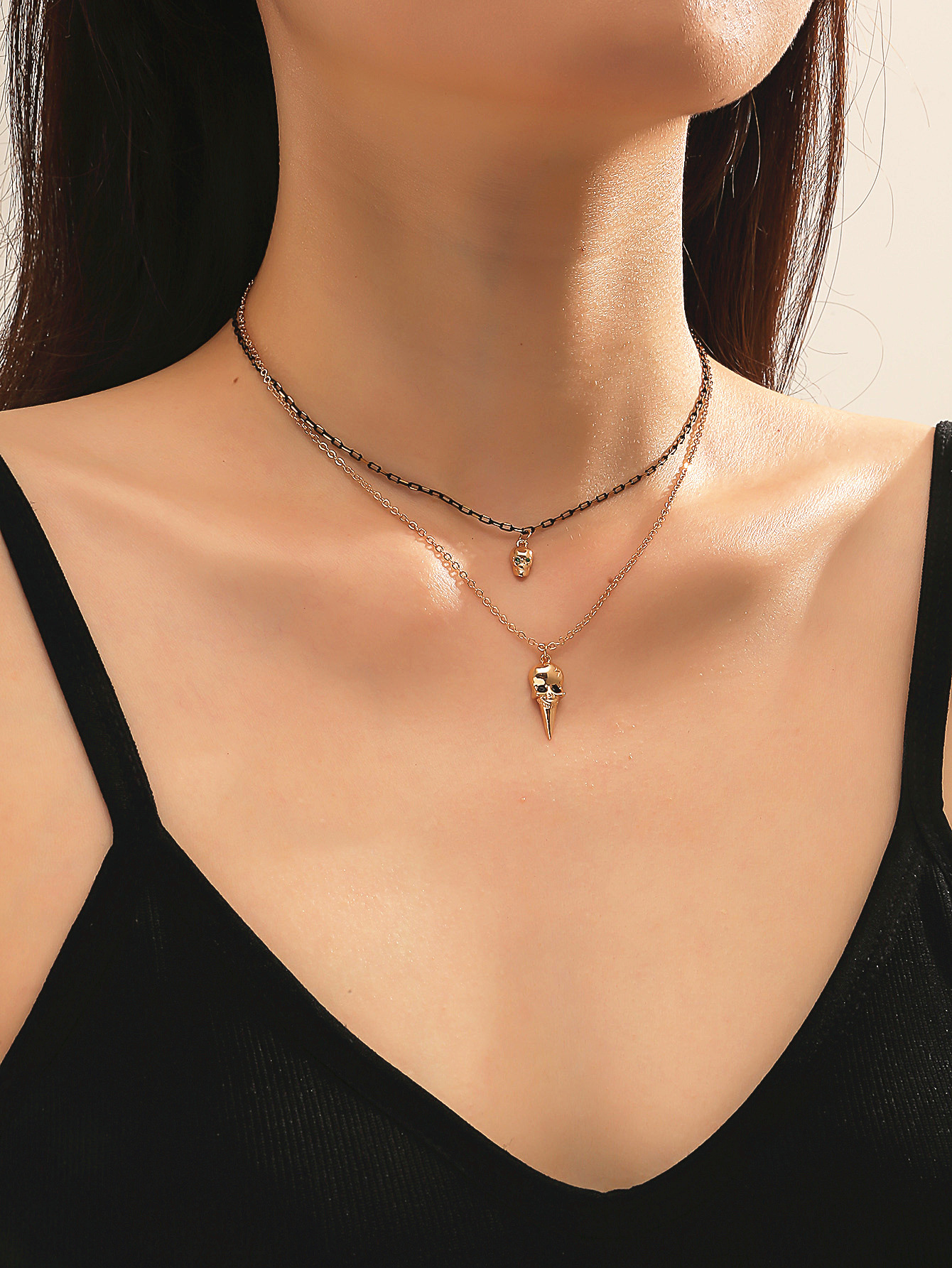 Skull Pattern Women'S Gender Fashion Skull Copper Plating Pendant Necklace 1 Piece