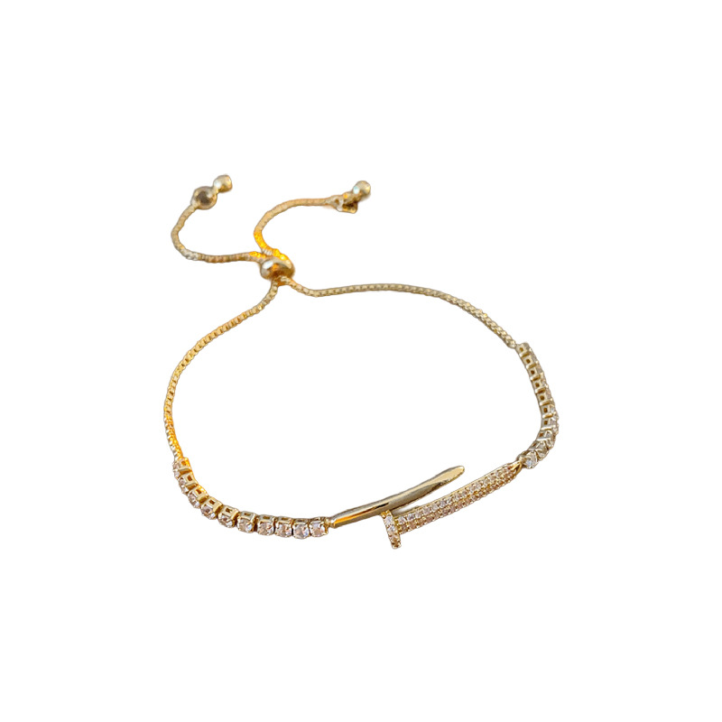 Pulsera sonriente con costuras de circón galvanizado en oro real Pulsera coreana de lujo ligero de alta gama Moda y temperamento simple Joyas femeninas