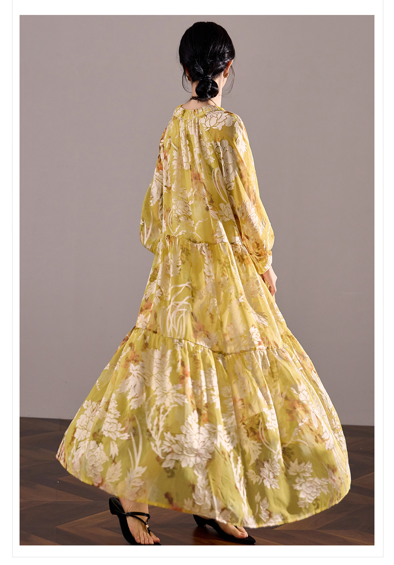 Váy maxi nữ phong cách Trung Quốc mới, chất rayon mềm mại, thiết kế suông rộng tôn dáng — màu vàng chanh chi tiết 16