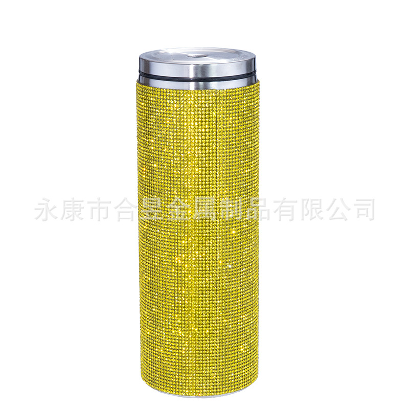Bling rhinestone taladro 20oz vacío aislado paja de acero inoxidable taza café cuerpo recto adelgazamiento taza