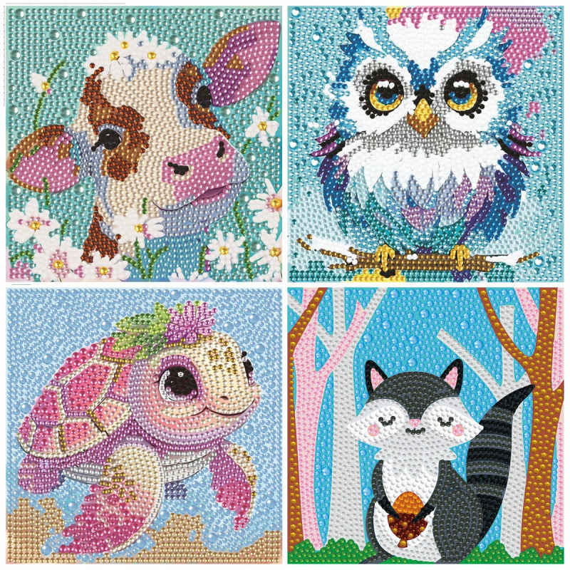 Transfronterizo Amazon nuevo dibujo de diamante infantil diy niña juguetes hechos a mano animal diamante dibujos animados pegatinas