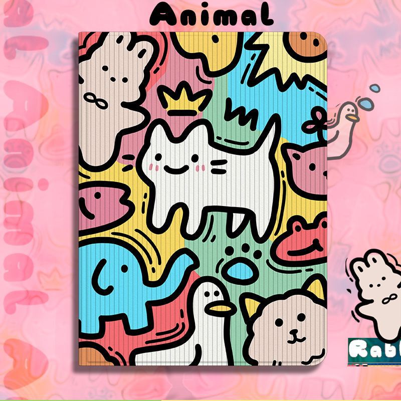 Abstract Animal Apple iPad Case 10.2inch Cartoon iPad Air 11 Tablet Case Protective Soft Shell Pro Anti-Fingerprint