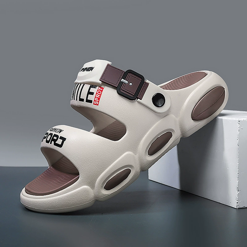 Мужские пляжные летние сандалии с открытым носком, высококачественные молодежные студенческие сандалии, тапочки