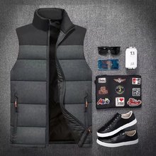 跨境外贸款中年马甲男秋冬季羽绒棉马夹背心立领加厚坎肩外套可印