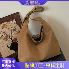 跨境麂皮绒包包女大容量2025新款秋冬季百搭单肩斜挎包通勤托特包
