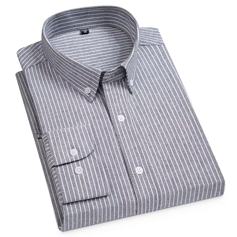 Camisa Oxford de rayas verticales de algodón para hombres de manga larga de primavera y otoño casual Camisa de algodón de negocios de todo fósforo ropa de hombre