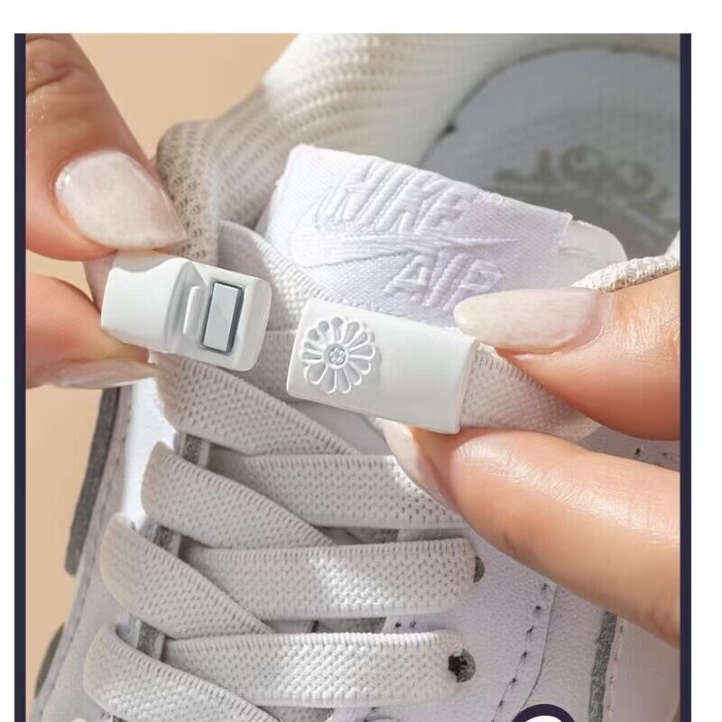 Lazy People Don't Need to Tie Buckle Shoelaces White Elastic Elastic Rope Flat Sports Men's and Women's Kidsren's No Need to Tie Fixed Artifact