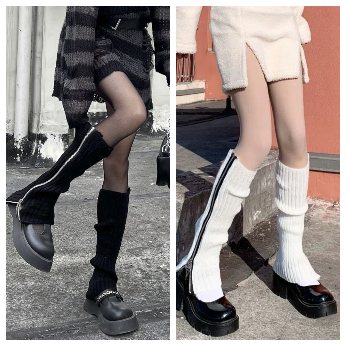 Breathable antibacterial individual wide-leg sock cover knitted stack long socks for women subculture hot girl cool leg cover