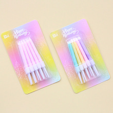 批发新品生日蛋糕多彩螺纹蜡烛创意儿童派对彩色混合10支装小蜡烛