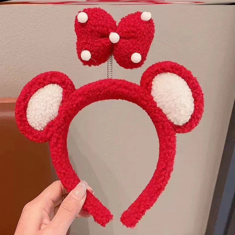 2024 otoño y invierno nuevo dulce tierna chica lavado facial maquillaje banda de pelo peluche correa de cabello fábrica al por mayor