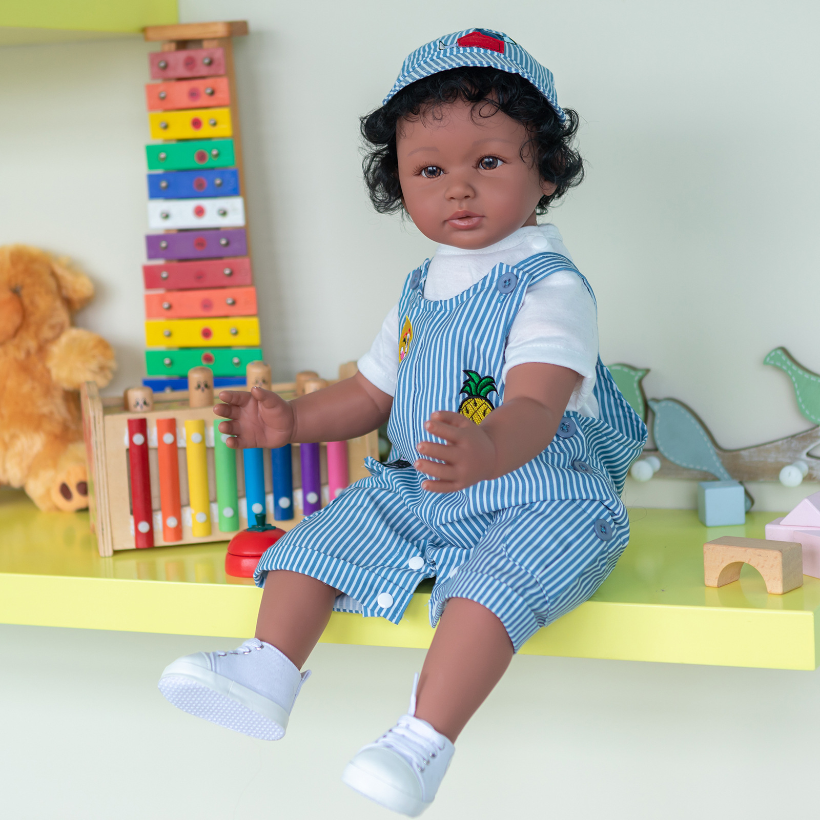 60cm niño color de la piel marrón oscuro cuerpo de tela muñeca transfronteriza e-commerce suministro de una sola pieza de entrega
