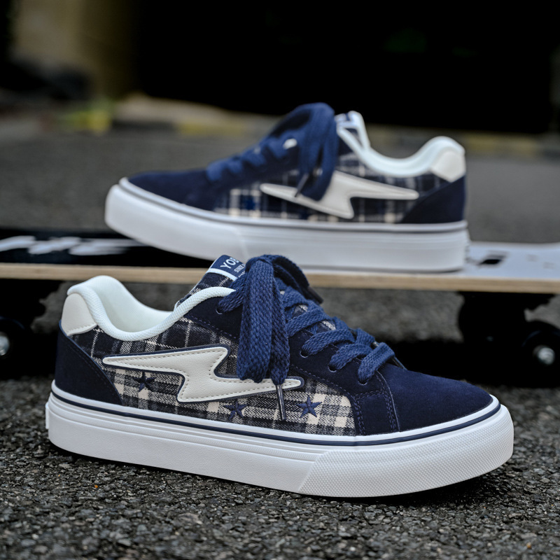 2026 New American Retro Plaid Sneakers with Unique Design, Canvas Shoes for Men, Korean Style, Trendy and Versatile Low-Top 2026 New American Retro Plaid Sneakers with Unique Design, Canvas Shoes for Men, Korean Style, Trendy and Versatile Low-Top