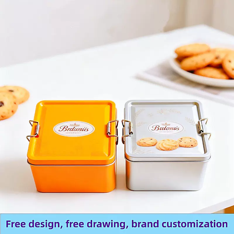 现货批发正方形复古马口铁盒食品包装盒密封茶叶罐咖啡豆收纳罐