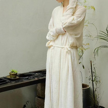 《枝隐》古风清冷感棉麻砂洗轻奢高级感新中式温柔风连衣裙防晒衫