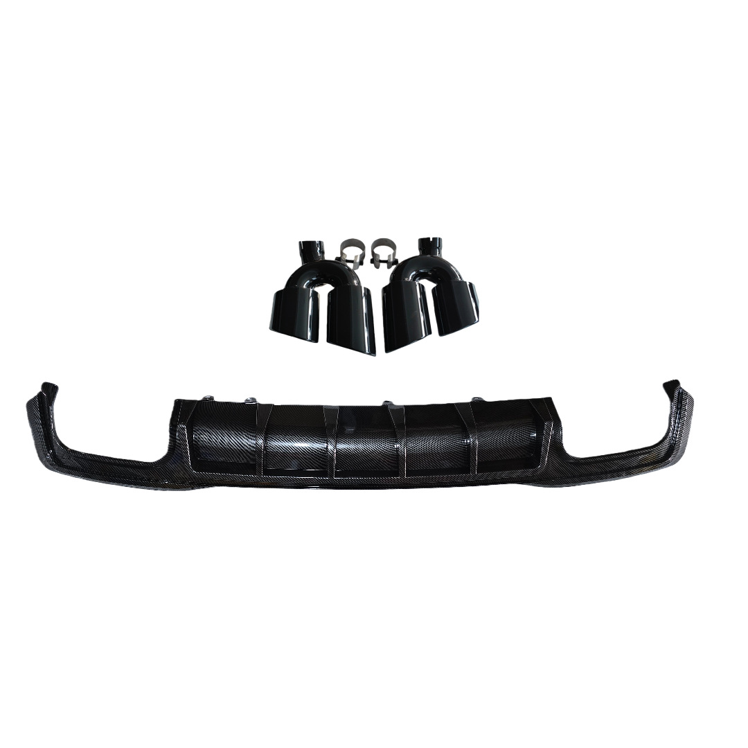 Suitable for 19-25 Audi A7A7L Modified S7 Blade Rear Lip Bright Black Rear Tail Lip Rear Diffuser Four Tail Pipes