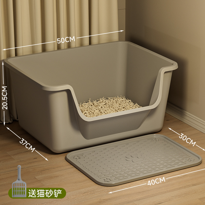 La caja de arena para gatos de gran tamaño es anti-sacada, Big Mac, baño para gatos abierto semicerrado profundo, suministros para mascotas, caja de arena para gatos