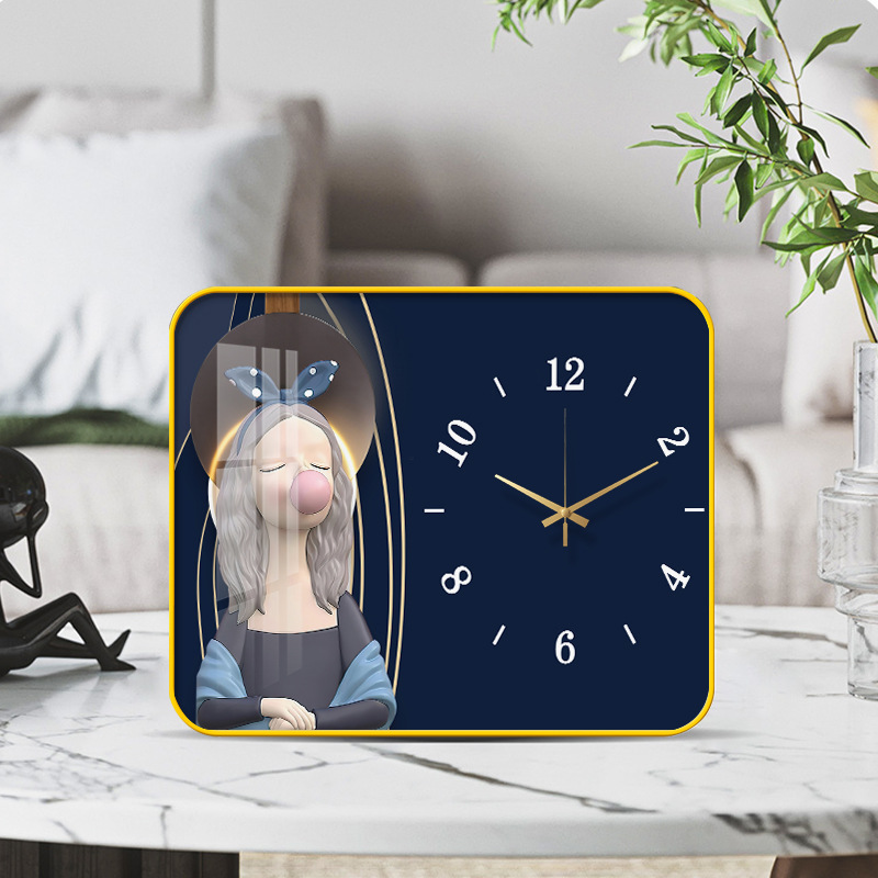 Internet celebridad reloj de escritorio decoración pintura con reloj Reloj de pared creativo moda luz lujo mudo reloj