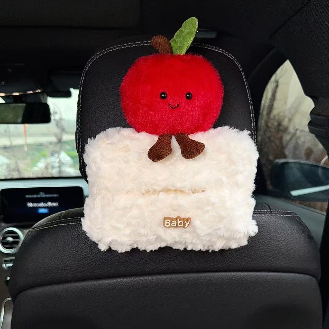 Cute Apple-shaped car tissue box cover for armrest box, creative car tissue box, car tissue pack, cross-border