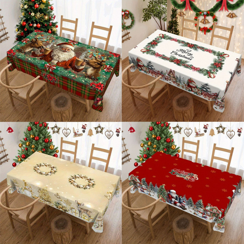 Nuevo manto de mesa de Navidad árbol de Navidad muñeco de nieve alce impresión digital manto de mesa transfronteriza amazónica decoración festiva image 1