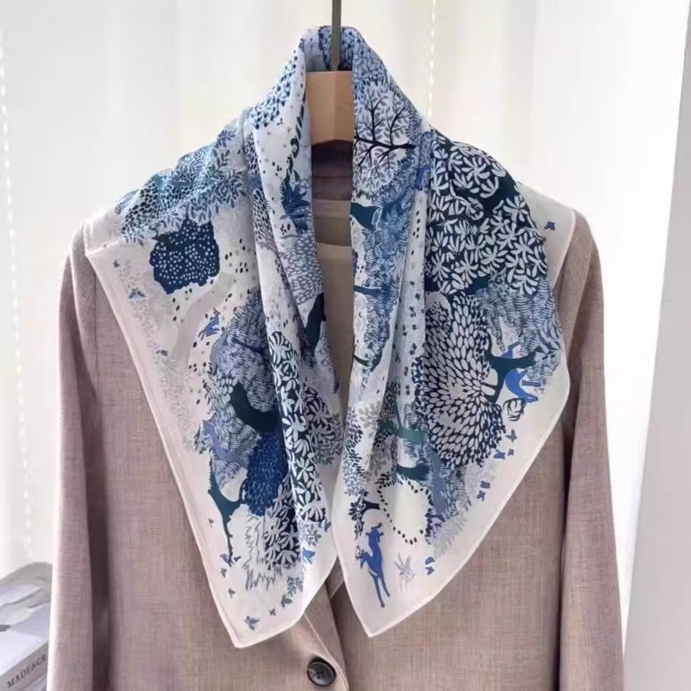 100% Mulberry Silk 65 Momme Silk Double Crepe Premium Lightweight Square Scarf For Women - Versatile Elegant Luxury Silk Scarf For Spring, Summer, And Autumn - Thumbnail 2