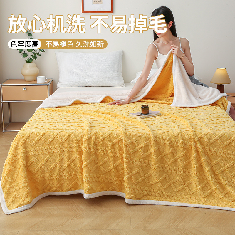 雅雪缘坊毛毯冬季厚款盖毯午睡毯双面加厚午休毯珊瑚绒毯子沙发毯|undefined