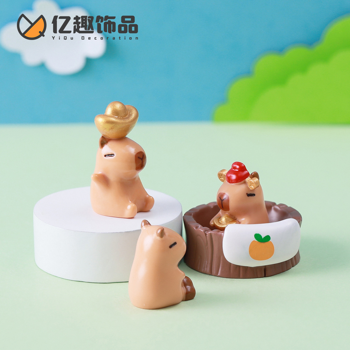 Creativo lindo capabala capybara DIY accesorios de decoración micro paisaje escritorio coche control central reducción adornos