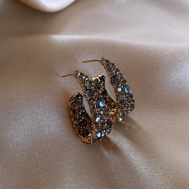 Fashion Exaggerated Arc Earrings Rhinestone Earrings display picture 2