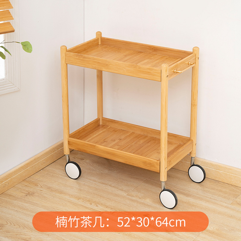 Mesa auxiliar de vidrio móvil sofá mesa auxiliar Rack de almacenamiento restaurante tienda de olla caliente pequeña mesa lateral carro doble capa con mango