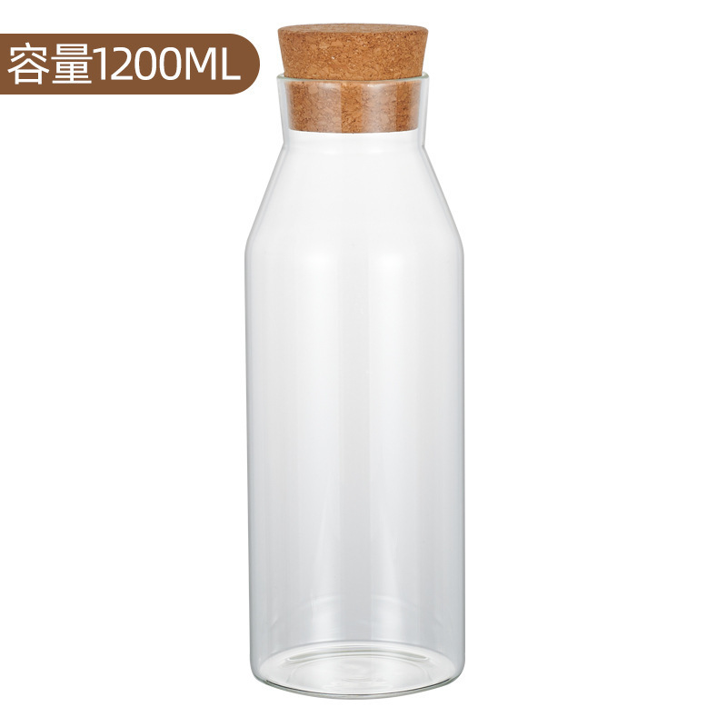 软木塞密封罐瓶子造型厨房杂粮干果燕麦收纳防潮高硼硅玻璃储物罐|undefined