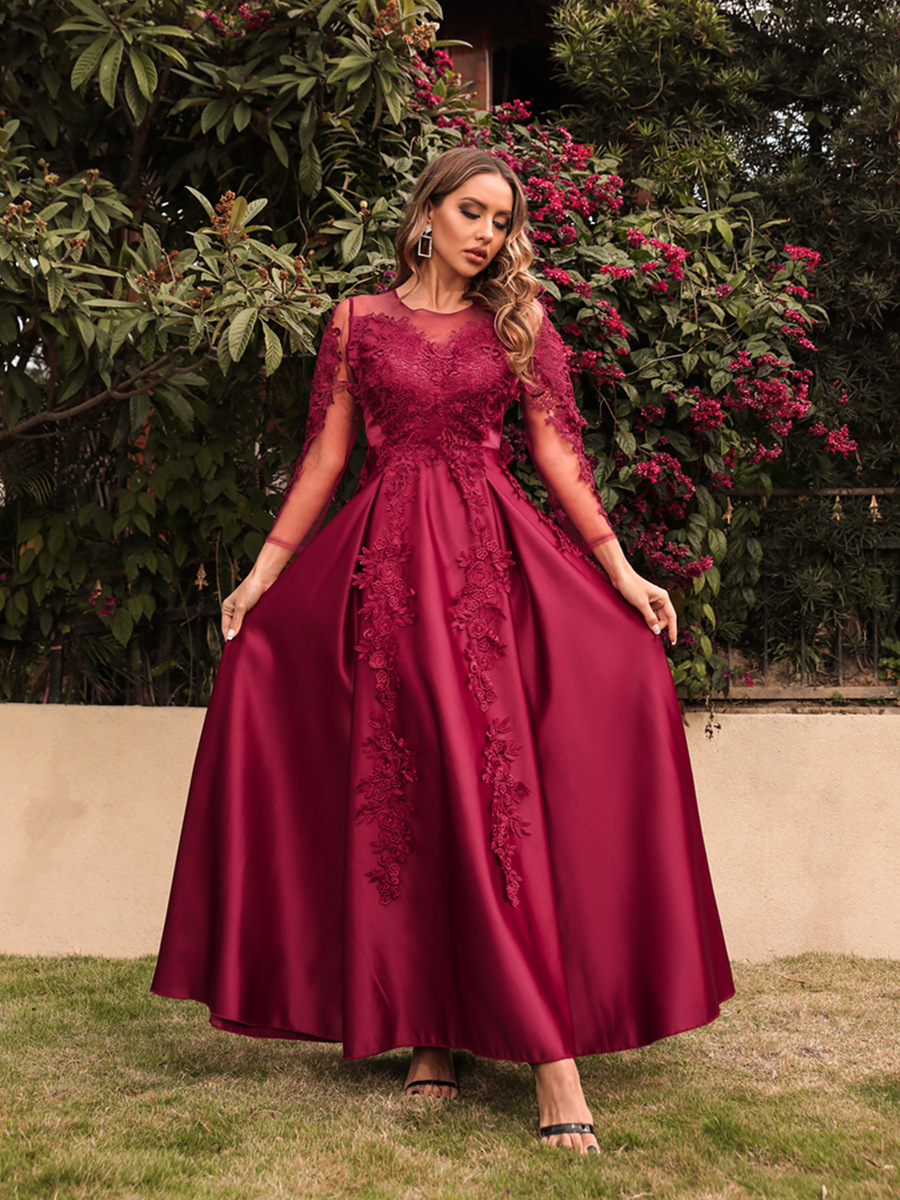 2022 nueva ropa de mujer de comercio exterior europeo y americano independiente soporte encaje gran swing sexy vestido largo trailing banquete vestido de noche nuevo image 3