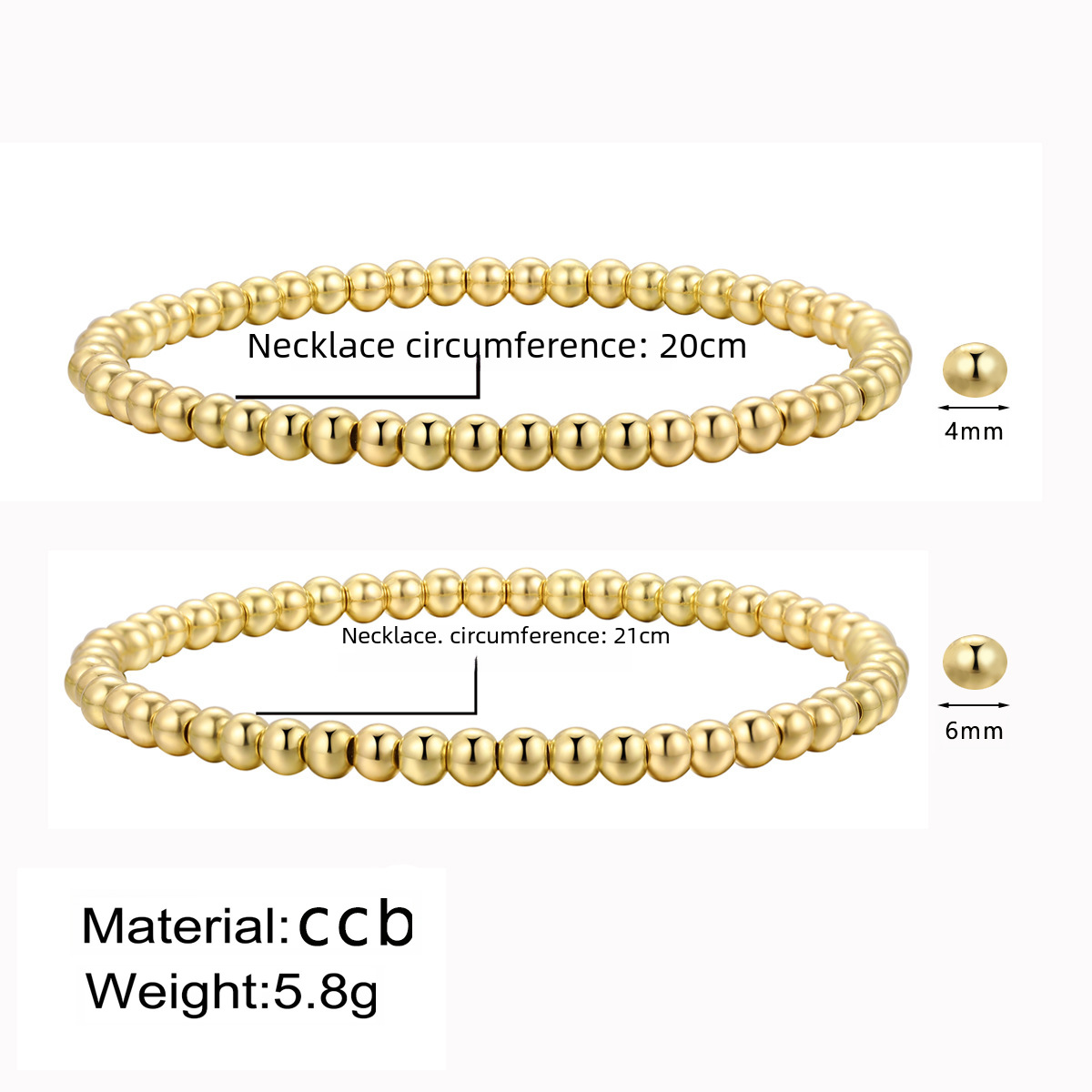 hot selling bracelet 4mm6mm simple round beads gold retro American CCB elastic beaded bracelet_voghion.com