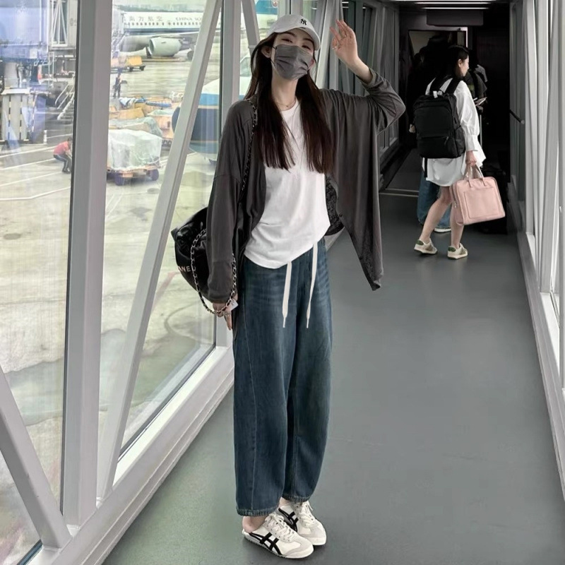 Maternity Jeans Spring and Autumn Style for Petite Women Postpartum Thin Retro Cropped Carrot Pants