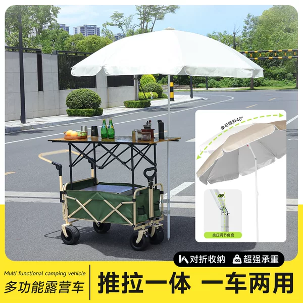 2026 New Model Outdoor Foldable Camping Cart, Hand-Push Stroller for Kids, Picnic Cart, Portable Pull Cart, Stall Cart