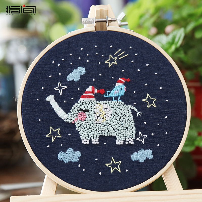 Lindo conejo bordado DIY colgando pintura de los niños Lu bordado puntada primaria práctica punto cruz dibujos animados pequeños adornos de animales