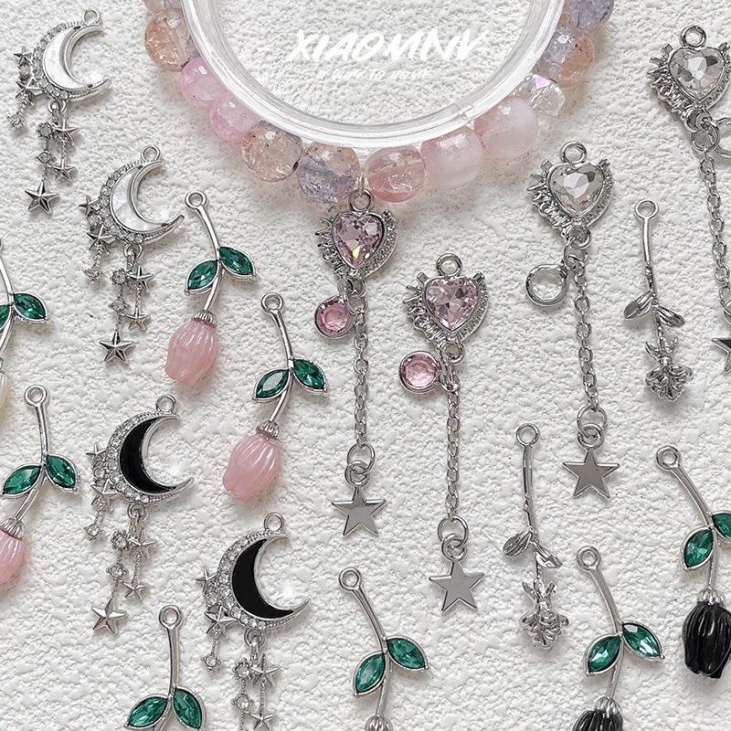 5g Weight Pendant Jewelry Making Type 13*55mm Jewelry Making Size DIY Jewelry Accessories Classification 1 Piece Quantity Alloy Material Star, Heart Shape, Flower Pattern All Seasons Season Plating Design Elegant, Gothic Style 1 Piece 13*55mm Alloy Star Heart Shape Flower Pendant Jewelry Accessories 无