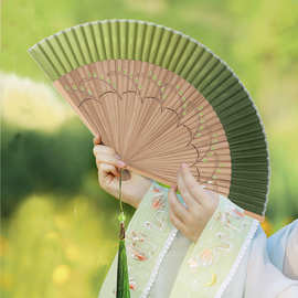 新中式旗袍折扇中国风女扇素雅汉服扇子夏季便携折叠小扇子古风扇
