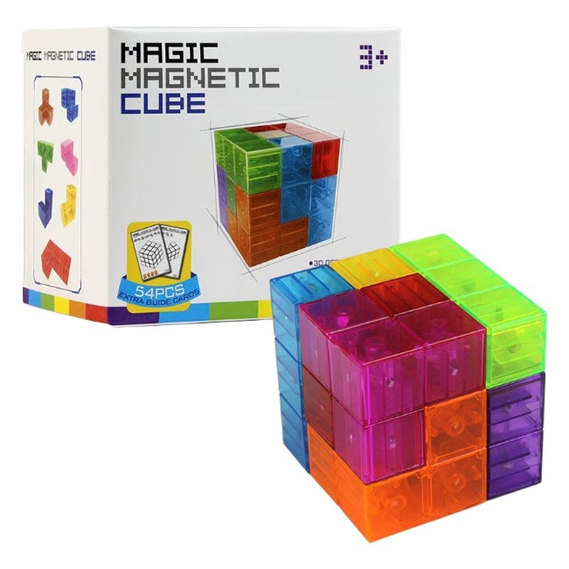 Juguete magnético transfronterizo cubo magnético transparente descompresión juguete variedad cubo montaje bloques de construcción juguete cubo magnético