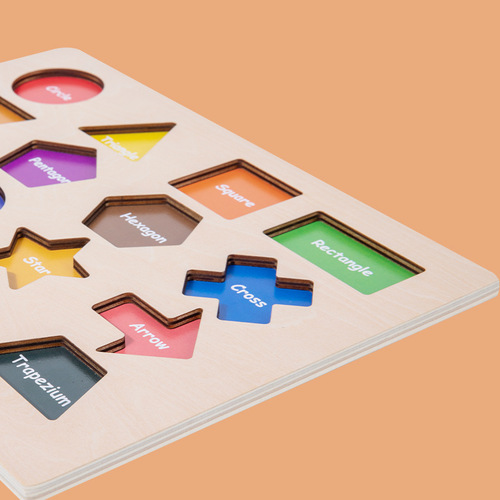 Montessori early childhood teaching aids magnetic embedded hand scratching board wooden geometric shape cognitive Montessori puzzle